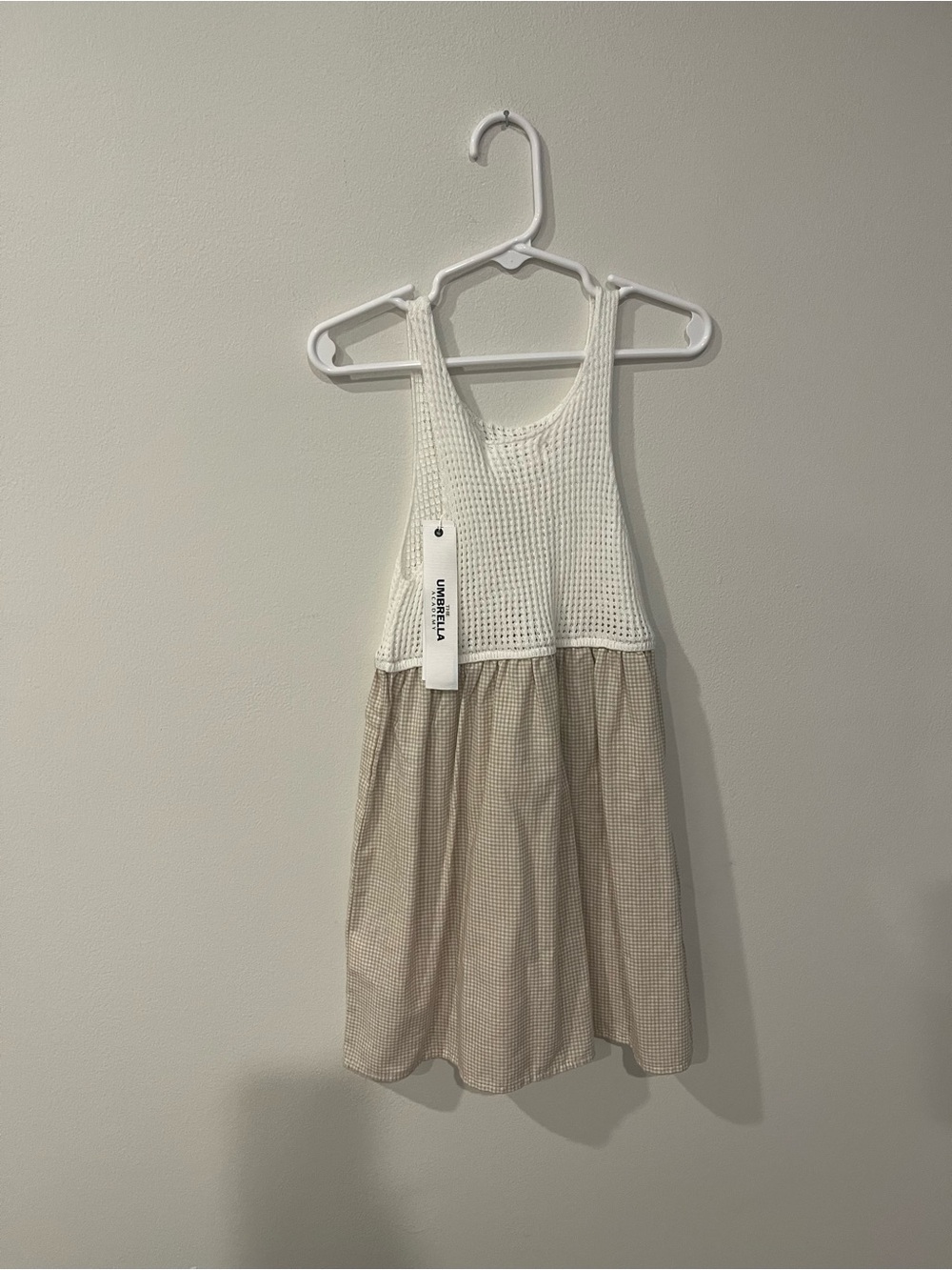 🧡 2 for $35 NWT Toddler Summer Jumper Dress Woven Top Beige Check Skirt Size 3T